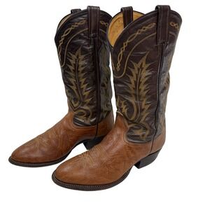 Tony Lama Western Cowboy Boots VTG Size M 7.5 or W 9.5 EE Size Brown Leather